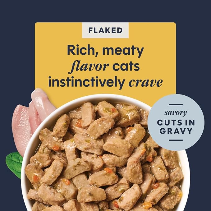 Instinct Flaked Entrees, Wet Canned Cat Food, Chicken, 3 oz. (24 Count) | Tender flaked cuts in savory gravy, high protein, real chicken, whole-food ingredients, grain-free, hydration support