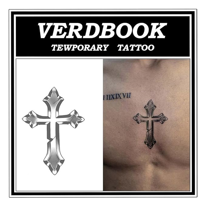 Waterproof Temporary Tattoos: 2-Sheet Tattoo Kit with Realistic Body Stickers, Semi-Permanent Tattoos for Adults Lasting 7-15 Days – Safe for Men & Women, Silver Creed