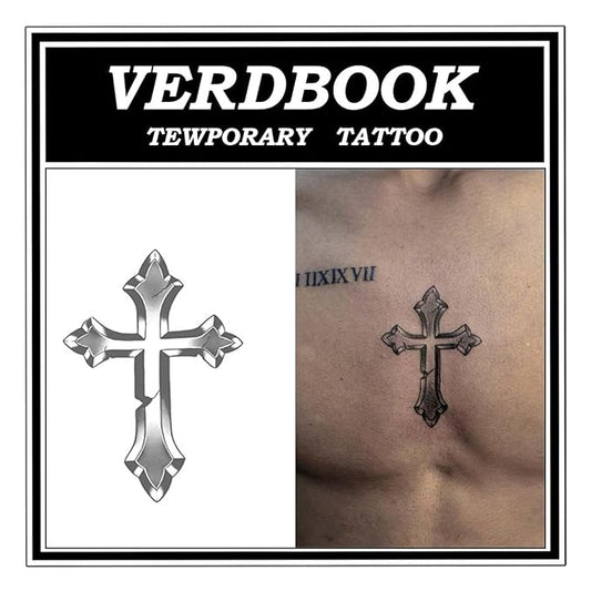 Waterproof Temporary Tattoos: 2-Sheet Tattoo Kit with Realistic Body Stickers, Semi-Permanent Tattoos for Adults Lasting 7-15 Days – Safe for Men & Women, Silver Creed