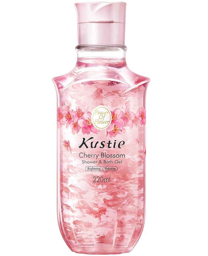Kustie Cherry Blossom Petal Body Wash with Real Sakura Extract & Niacinamide - Hydrates & Softens Skin with Hyaluronic Acid - Antioxidant-Rich, Free From Parabens, Sulfates & Phthalates, 7.4 Fl Oz