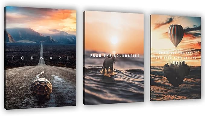 Motivational Wall Decor Poster Inspirational Wall Art 3 Pieces Canvas Wall Painting Framed Artwork for Living Room Bedroom Office Home Decor Prints Pictures Wall Decor Ready to Hang 60''Wx 28''H