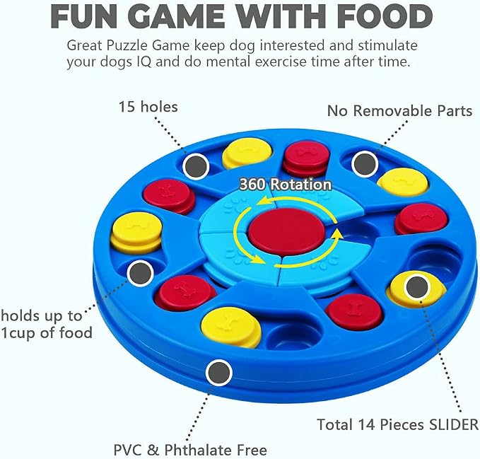 Interactive Dog Puzzle Toys for Puppy IQ Stimulation &Treat Training,Treat Dispenser Squeaky Toy for Smart Dogs, Puppy &Cats Fun Feeding (Level 1-3)