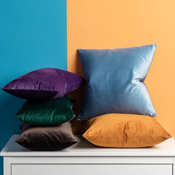 14x24 Pillow Covers Set of 2 Decorative Velvet Throw Pillow Covers,Coffee | Luxury Soft Cushion Covers with Invisible Zipper for Couch Sofa Bed Living Room Bedroom Home Decor