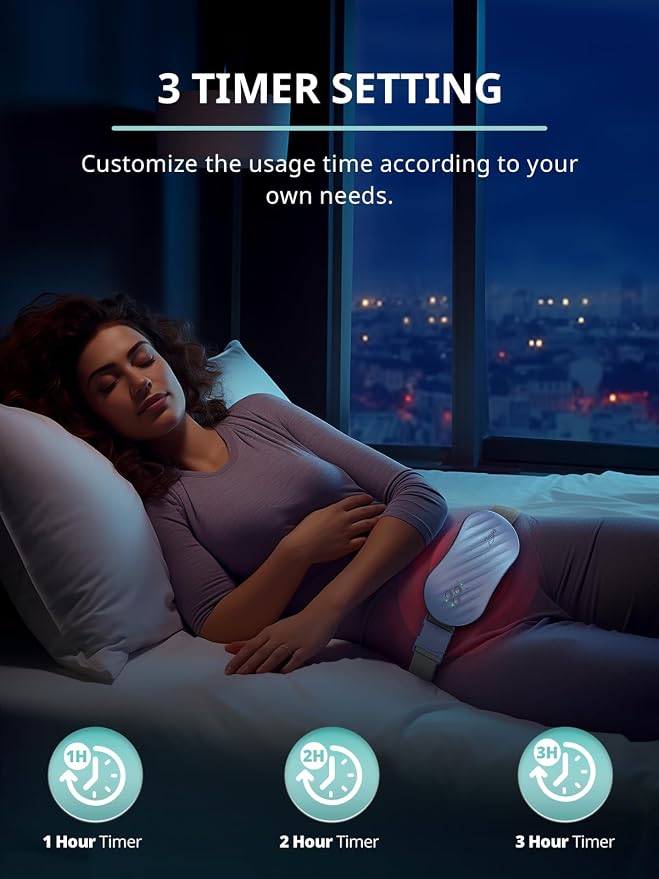 Slimpal Heating Pad for Period Cramps, Portable Heating Pad for Menstrual Relief, Electric Cordless Heating Belt for Back, Belly, Waist, Stomach, Wearable Heat Belt Gifts for Her Women Girl, White
