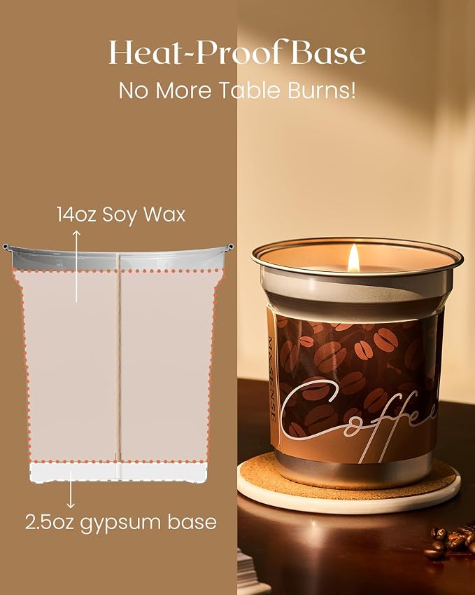 M&SENSE Espresso Candles, Black Coffee Scented, 12.3oz | Plant-Based Soy Wax, 75 Hours Burn Time, Non Toxic Clean Burn, Stress Relief Aromatherapy, Cozy Winter Holiday Home Decor
