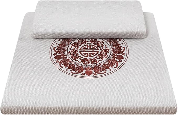 Square Meditation Cushion Mat Set with Washable Cotton Linen Cover, Larger Thick Yoga Mat Bolster Floor Pillows Seating for Adults Upgraded Meditation Accessories White-70 * 5cm