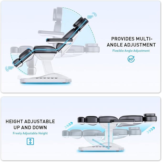 Fully Electric Massage Table with Lift, 1500lbs Capacity - Professional Adjustable Facial Bed for Estheticians, Spa & Waxing, Heavy-Duty 550lbs Capacity 2r5 2r7 (Black - Fully B)