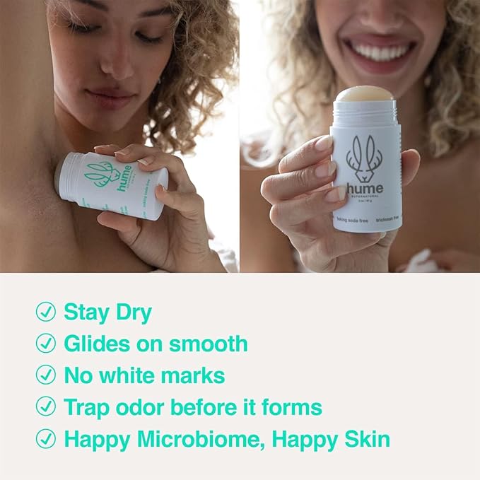 Hume Supernatural Roll On Aluminum Free Deodorant for Women & Men - Safe for Sensitive Skin - Probiotic and Plant-Based - Long-Lasting Moisture Absorbing - Clean and Effective - Desert Bloom - 2-Pack