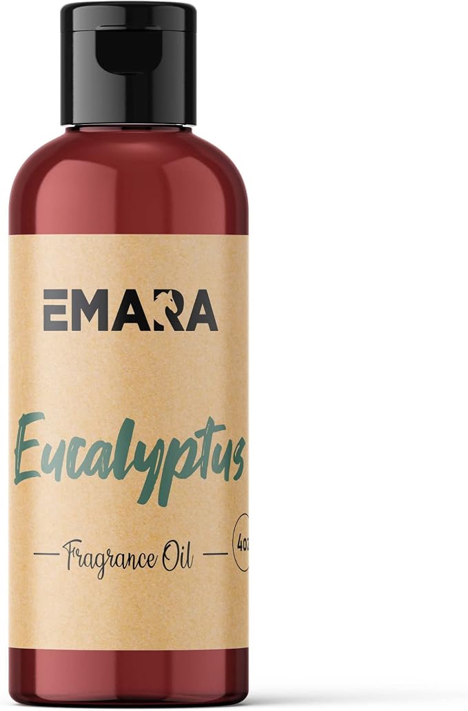 EMARA All Natural Herbal Eucalyptus Essential Oil for Diffusers, Skin Care, Aromatherapy Fragrance Oil, Organic Therapeutic Grade 4 fl oz
