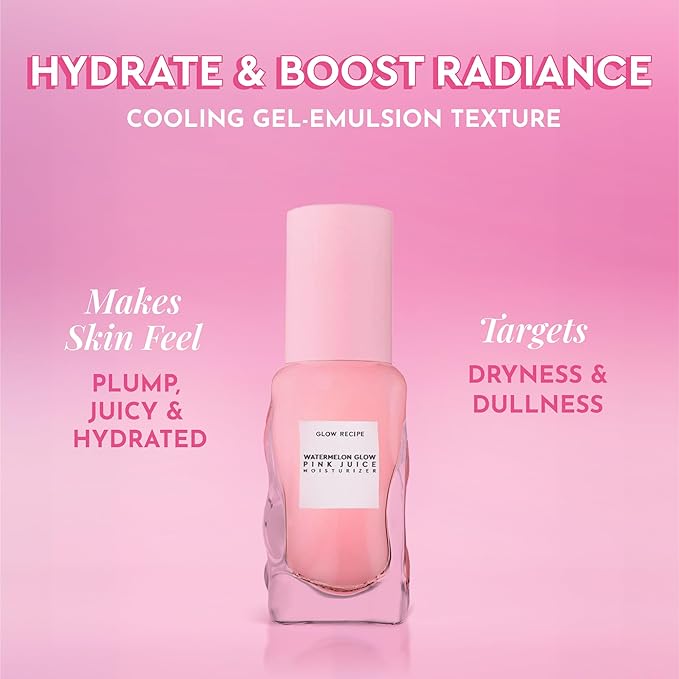 Glow Recipe Pink Juice Water Gel Moisturizer Travel Size, Korean Gel Moisturizer for Glass Skin, Oil-Free Hydrating Hyaluronic Acid Face Moisturizer for Oily Skin, Non-Comedogenic, Long-Lasting (25ml)
