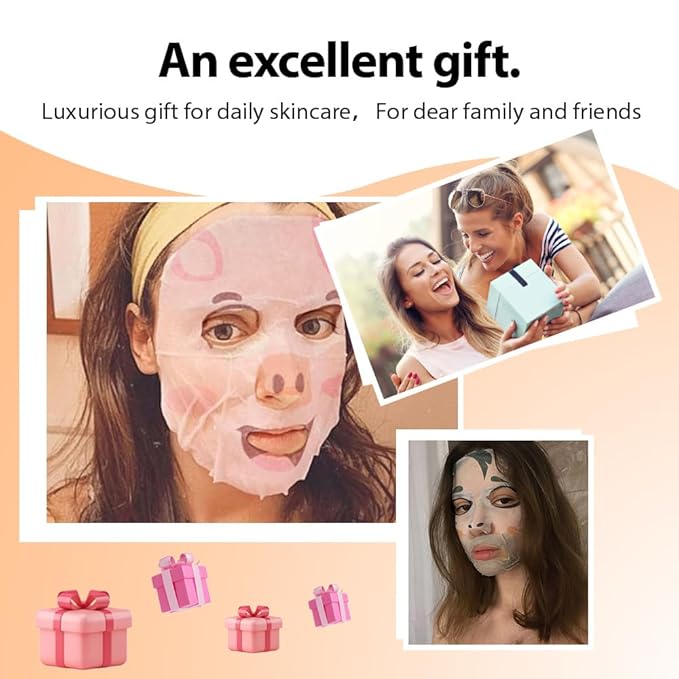 evpct 8-Pack Animal Sheet Face Facial Masks for Women Skincare Spa, Cute Facial Spa Day Slumber Sleepover Birthday Party Favors Supplies Kit, Natural Ingredients, Hydrate and Soothe for All Skin Types