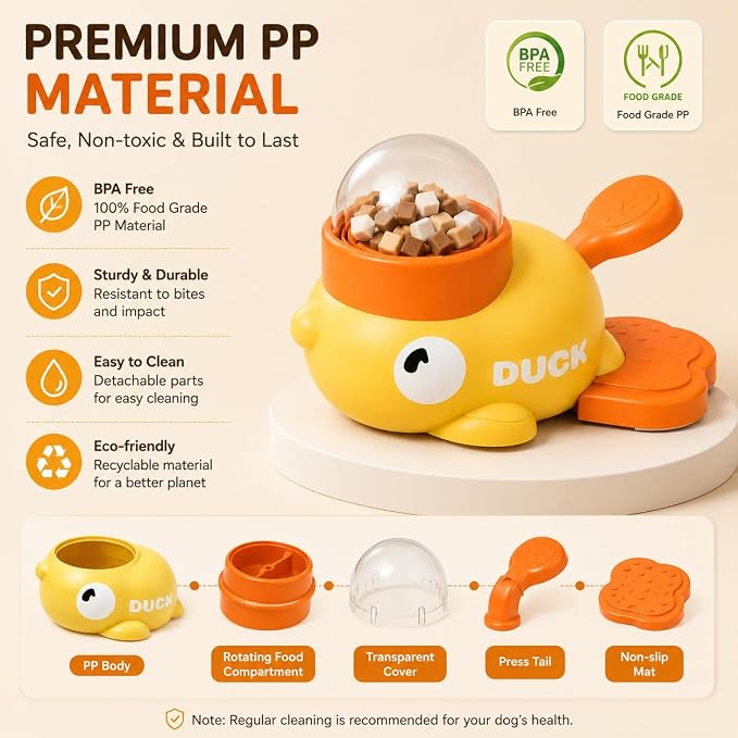 Yorkie Feeding Duck Toy, Yorkie Puppy Essentials, Interactive Dog Toys Food Puzzle Slow Feeder, Cat Treat Dispenser Toy, Slow Feeder To Prevent Bloating, IQ Training And Exercise Small Animal Bowls