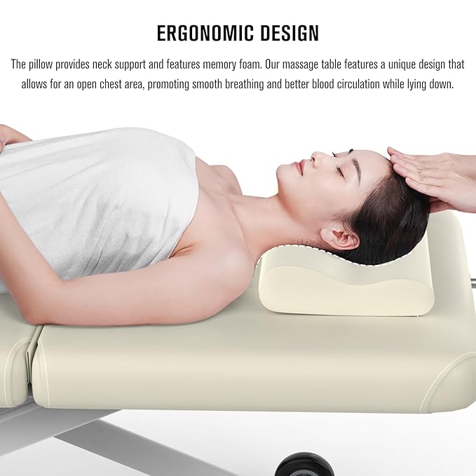 pouseayar Heavy Duty Electric Massage Table, Electric Lift and Electric Backrest 2 Motor Adjustable for Treatment/Medical Spa/Facial Bed/Beauty Bed/Massage Bed and More - 32 Wide x 75 Long - White