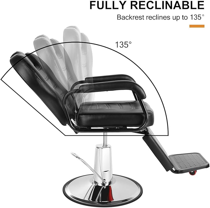 Artist hand Barber Chair Reclining Salon Chairs for Hair Stylist Heavy Duty Hydraulic Salon Shampoo Chair with Headrest and Footrest, 360 Degree Swivel, Spa Beauty Equipment