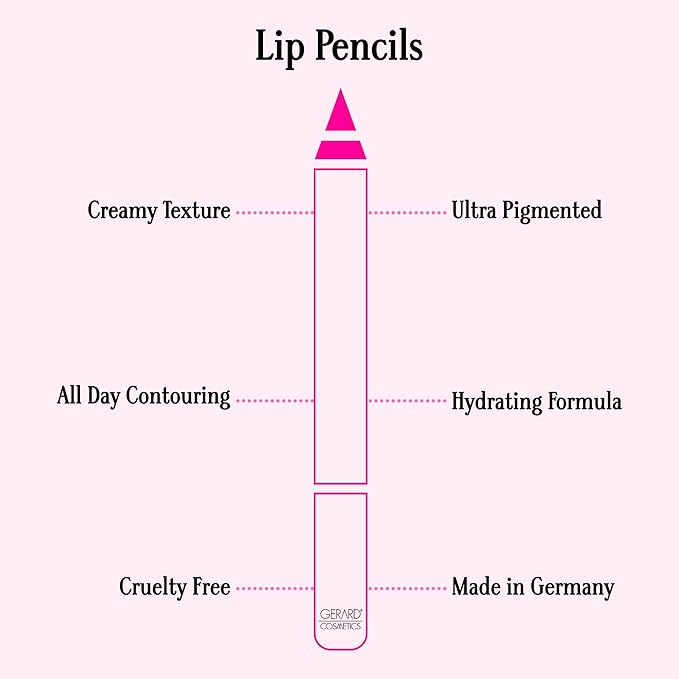 Gerard Cosmetics Lip Pencil (Bel Air), Ultra Pigmented Matte Pink Lip Liner, Long Lasting, Hydrating Creamy Formula, Cruelty Free