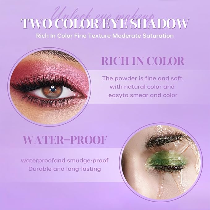 Dual-Color Pearl Eyeshadow Palette – High Pigment Shimmer Eyeshadow Duo,Brown & Brownish Red Shimmer Eye shadow , Silky Blendable Texture, Waterproof Long-Lasting Eye Makeup for Daily & Glam Looks 03#