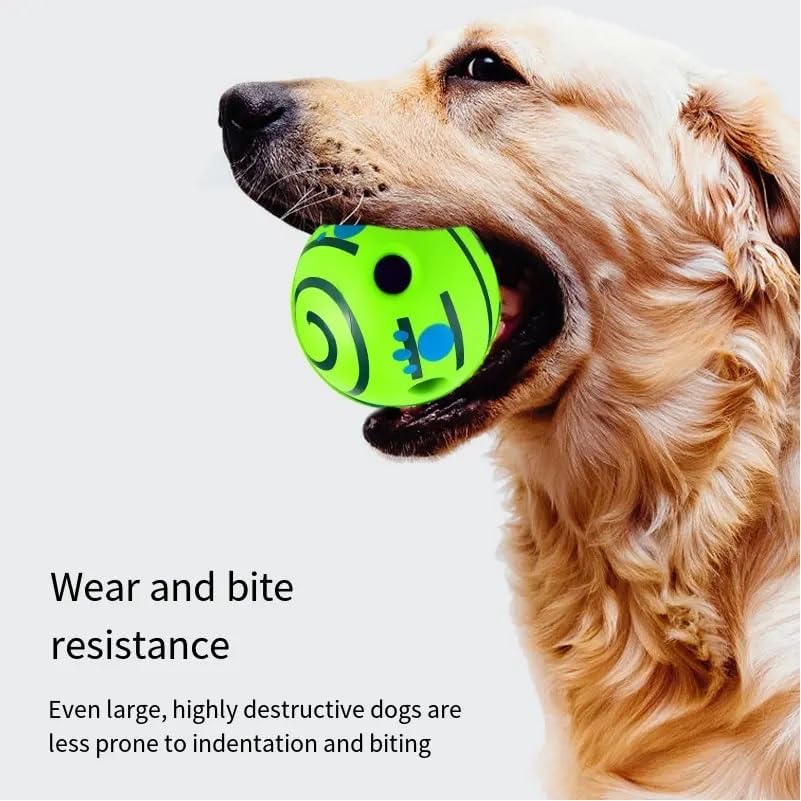Wobble Giggle Ball for Dogs Durable Interactive Dog Toys for Small Medium Large Dogs (White (Glow in the Dark) + Green, XXL/5.51 inch)
