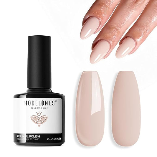 modelones Nude Gel Nail Polish Light Brown Nail Polish Ivory Elegant Color Gel Polish Khaki Soak Off LED Nail Lamp Manicure Salon 15 ML