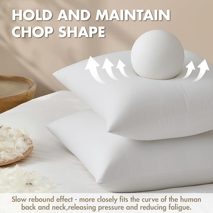 MIULEE 24x24 Euro Pillow Inserts, Premium Feather and Down Pillows 4 Pack | Fluffy and Choppable DecorativeThrow Pillows for Sofa Bed Couch with Double-Layer Down-Proof Cotton Fabric Cover