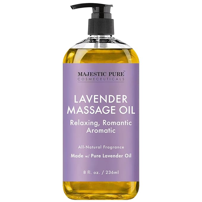 Majestic Pure Lavender Massage Oil 8 fl oz, and Apricot Oil 16 fl oz Bundle