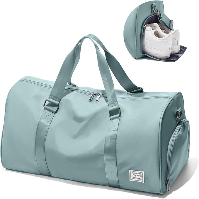 Travel Duffle Bag,Weekender Overnight Bags for Women with Shoes Compartment,Tote Gym Bag Personal Item Carry On Bag for Travel Business Trips Sport Hospital Dance Light Blue
