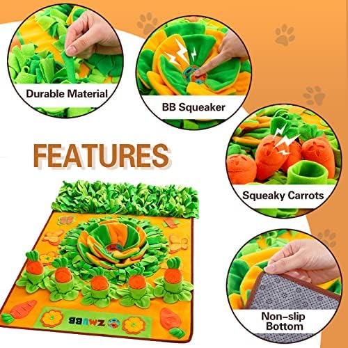 Snuffle Mat for Large Dogs, 40'' x 27.5'' Sniff Mat for Dogs, Portable Slow Feeding Mat for Foraging Skills and Stress Relief, Interactive Indoor/Outdoor Dog Puzzle Toys for Nosework Training