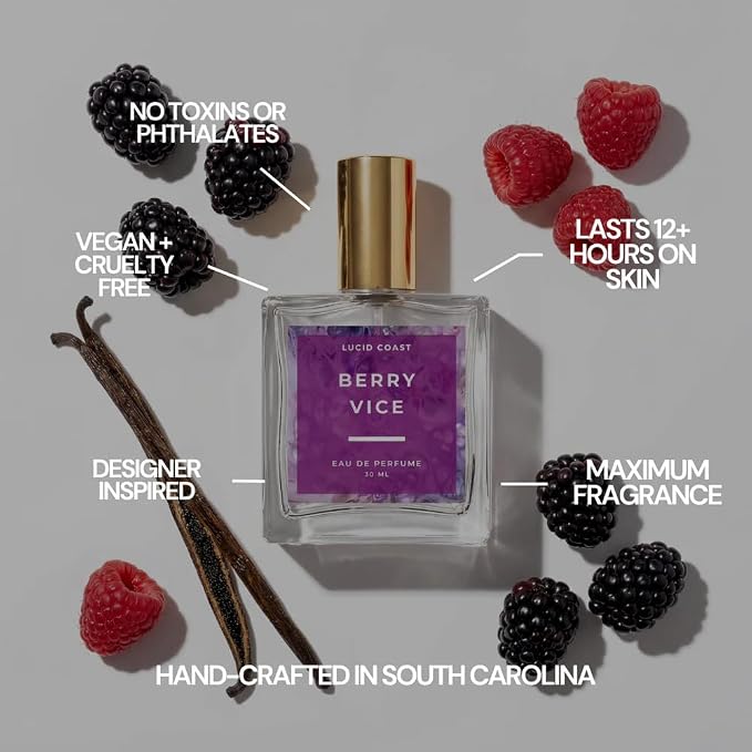 Vanilla Blackberry Eau de Parfum - Perfume for Women, Vanilla Perfume Spray with Blackberry, Raspberry Blossom, Vanilla Bean and Warm Amber Fragrance - Long Lasting, Made in the USA