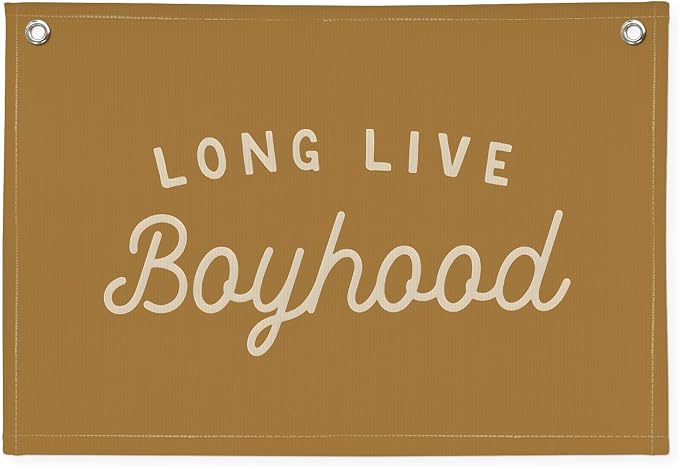 Long Live Boyhood Orange Fall Banner Boy Room Decor,Banner Flag Nursery Playroom Wall Decor for Boys Bedroom Living Room Dorm Toddler Decorations for Kid Banner Wall Hanging Flag Linen Banner 30x20