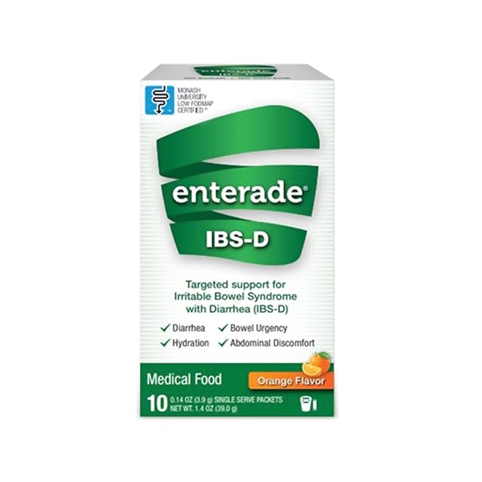 enterade IBS-D Powder Packets for IBS Relief of Symptoms from Irritable Bowel Syndrome with Diarrhea (IBS-D), Orange, 30 Single-Serving Powder Packets