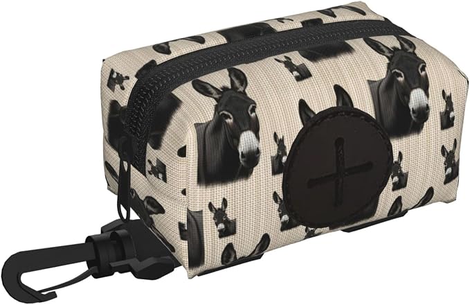 Dog Poop Bag Holder for Leashes Pouches for Pet Waste Bags and Walking Accessories (Funny Black Donkey Art)