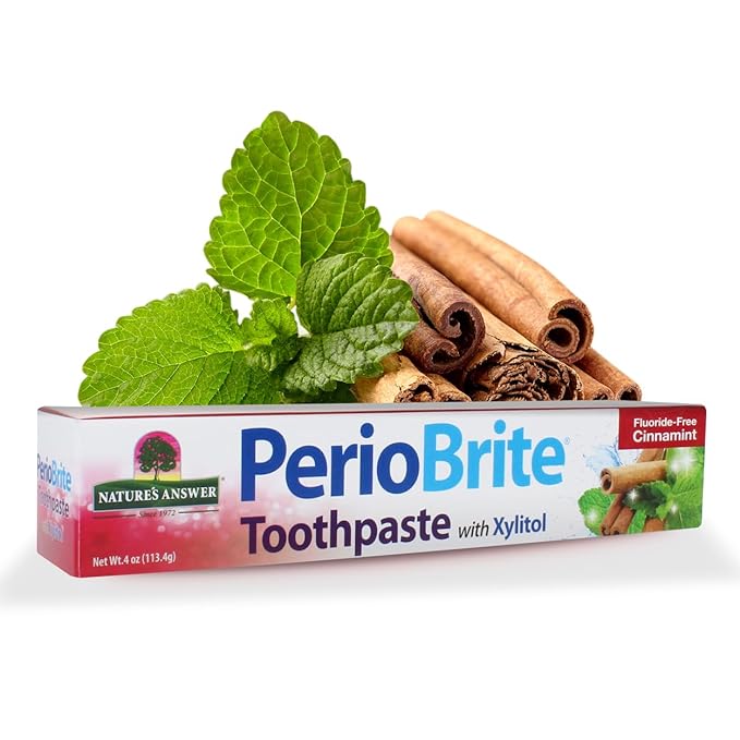 Nature's Answer Periobrite Natural Toothpaste, Cinamint, 4 Ounce, ( 3 Pack ) | Natural Teeth Whitening | Fresh Breath | Stain Removal Naturally