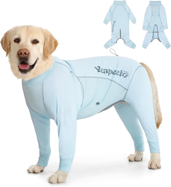 Dog Sun Protection Cooling Suit UPF 50+, Quick-Dry Breathable Jumpsuit for Large & Medium Dogs, Outdoor Dirt-Resistant Shedding Control Pet Apparel (Ice Blue, 3X-Large)
