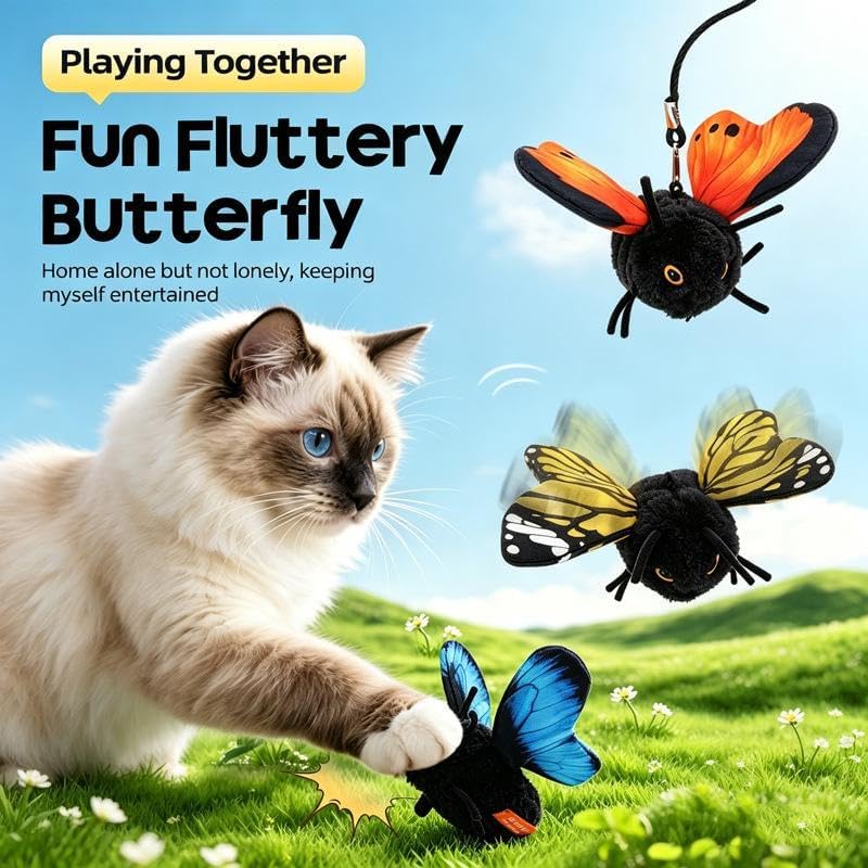 Smart Sensing Flapping Butterfly Toy Interactive Cat,Electric Cat Toy