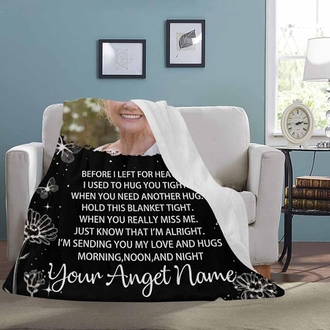 Custom Memorial Blanket with Photo - Sympathy Gift for Loss of Loved One