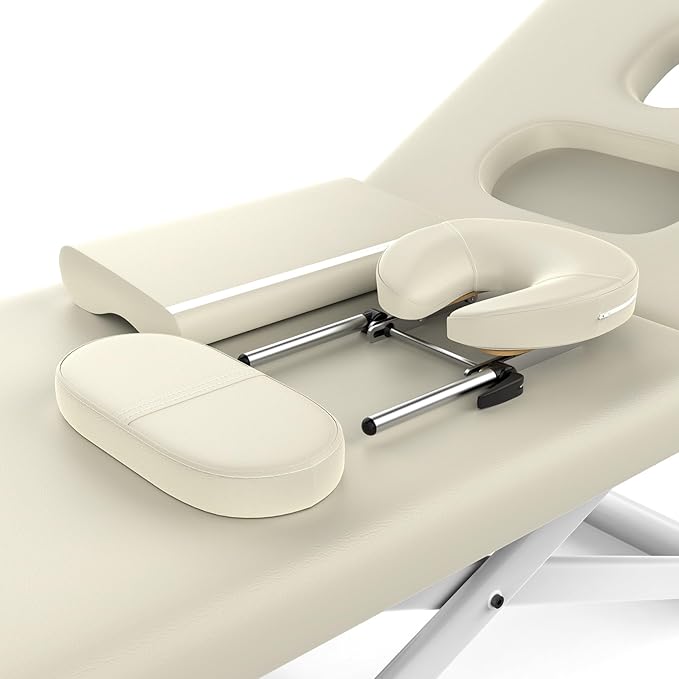 Electric Massage Bed with Adjustable Height and Backrest, Electric Massage Table for Treatment, Physical Therapy and Spa Facial Bed, 2 Motor, Hydraulic Equipment, Remote Control, 32 W x 75 L, White