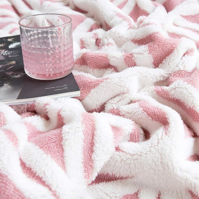 LOMAO Sherpa Fleece Blanket Gifts for Mom Dad Cozy Soft Throw Blanket for Women Men Birthday Gifts Dual Sided Couch Sofa Bed Blanket (Pink, 90''x110'')