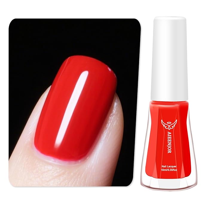 Red Nail Polish, Quick Dry Nail Polish, Streak Free, Long Last Fingernail Polish for Autumn Wedding Nails, Cozy Fall Manicure, Back to School Nail Looks, Salon Quality at Home, 0.35 fl oz