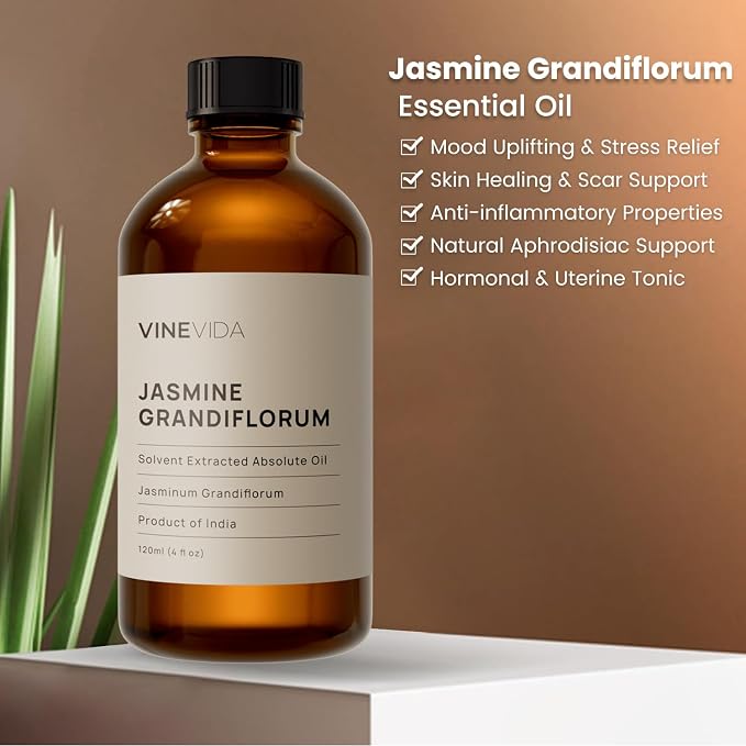 VINEVIDA Jasmine Essential Oil 4 oz - Undiluted Candle Scent DIY Scents for Candlemaking Bulk Soap Making