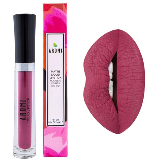 Aromi Rosy Burgundy Matte Liquid Lipstick | Long Wear, Pink Maroon Lip Color, Vegan, Cruelty-free, Waterproof, Gluten Free (Sweet Marsala)