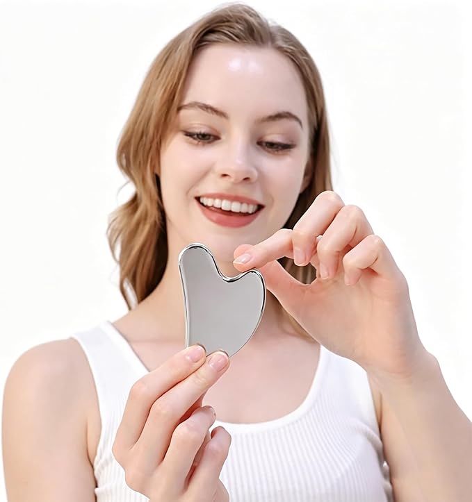 BYYDDIY Stainless Steel Gua Sha Facial Tools, Metal Gua Sha for Face,Tighten Skin Massage, Guasha Beauty Tool for Body Eyes (W.F-s.S)