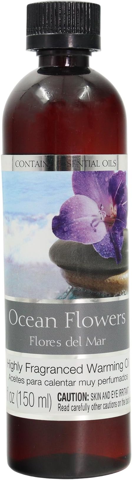 Hosley Set of 2 Ocean Flowers Fragrance Warming Oils 6 Ounce Bottles for Continuous Aromatic Bliss and Serene Coastal Ambiance Transform Your Space
