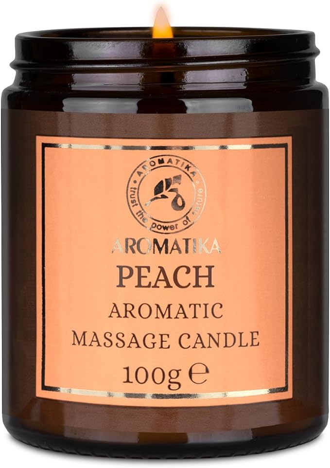 Massage Candle Peach - Soy Wax Candle 3.5Oz - Relaxing Massage Candle - Massage Candle with Coconut and Almond Oils - Body Care - Calming - Beauty - Aromatherapy
