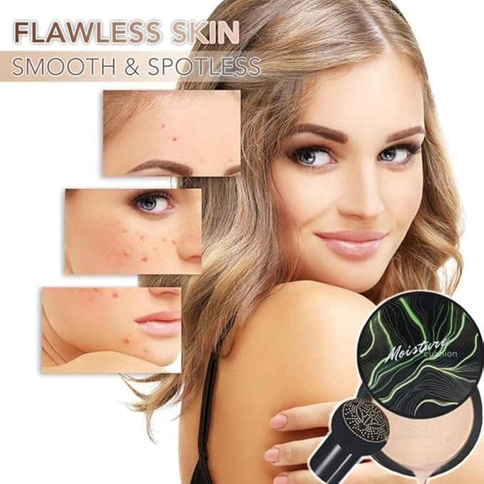 Mushroom Sponge Air Cushion CC Cream - Oil-Free Matte Finish, Hydrating Foundation with Buildable Coverage | Pore-Blurring & Long-Lasting for Sensitive Skin