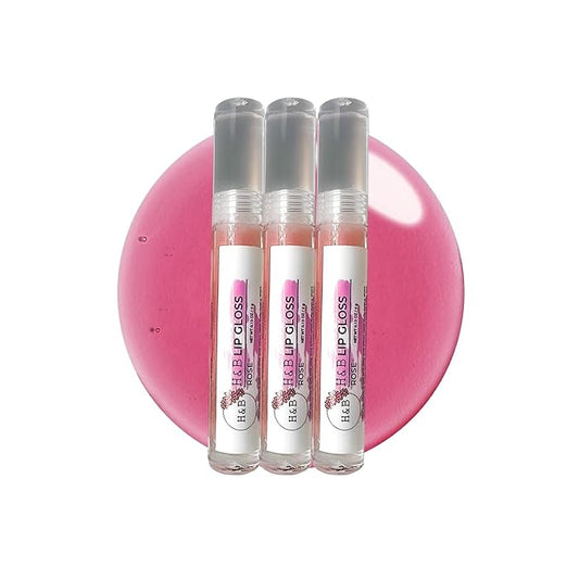 Nicole + Brizee H&B Hydrating Lip Gloss - Moisturizing, Long-Lasting Shimmer & Shine for Soft & Smooth Lips – Compact, Travel-Size, Lightweight Lip Gloss for Women - Rose (3 Pack, 4g)