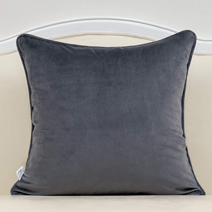 Alerfa 18 x 18 Inch Gray Silver Square Maple Leaf Pillow Embroidery Cut Velvet Cushion Case Luxury Modern Lumbar Throw Pillow Cover Decorative Pillow for Couch Sofa Living Room Bedroom Car