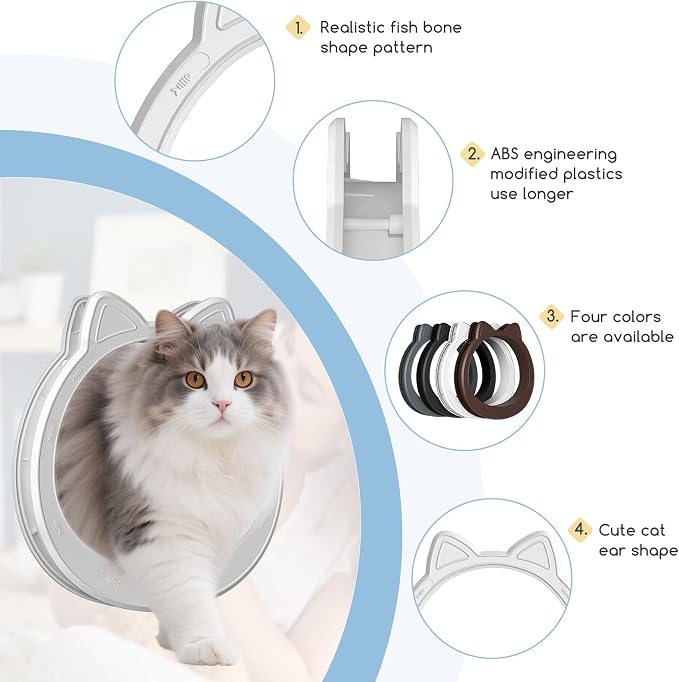 Large Cat Door Interior Door, No-Flap Pet Door for Cats Up to 22 lbs(White)