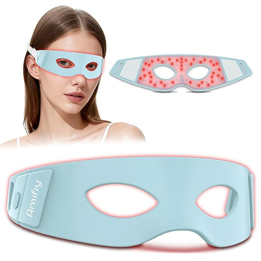 Red Light Therapy for Eyes, Infrared LED Eye Mask for Under Eye Dark Circles, Puffiness & Wrinkles, Anti-Aging Collagen Booster in Just 3 Minutes a Day, Soft Silicone