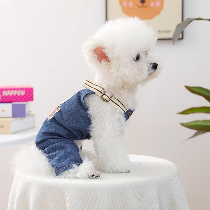 Dog Stylish Overalls Comfortable Puppy One Piece Outfits Summer Bib Overalls for Small Dogs Cute Pet Jumpsuit Onesie Chihuahua Yorkies Birthday Holiday Clothes Costume