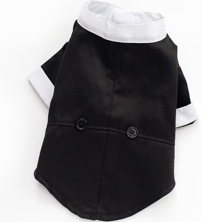 GabeFish Pets Wedding Jackets Suit for Dogs with Bow Tie Puppy Cat Formal Clothes Shirt Tuxedo (Black, L (Chest 17.3in/44cm)