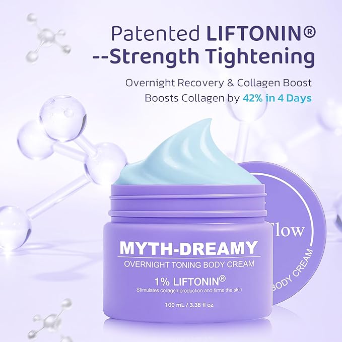 Overnight Toning Body Cream with Gua Sha Tool, Firming Lotion for Loose Skin & Improve Cellulite Appearance, Skin Tightening Cream for body, Belly, Arms, Thighs - 3.38 fl.oz